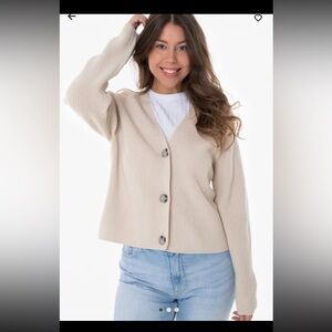 Tom Tailor Taupe Beige Button Front Neutral Cardigan Sweater size Large